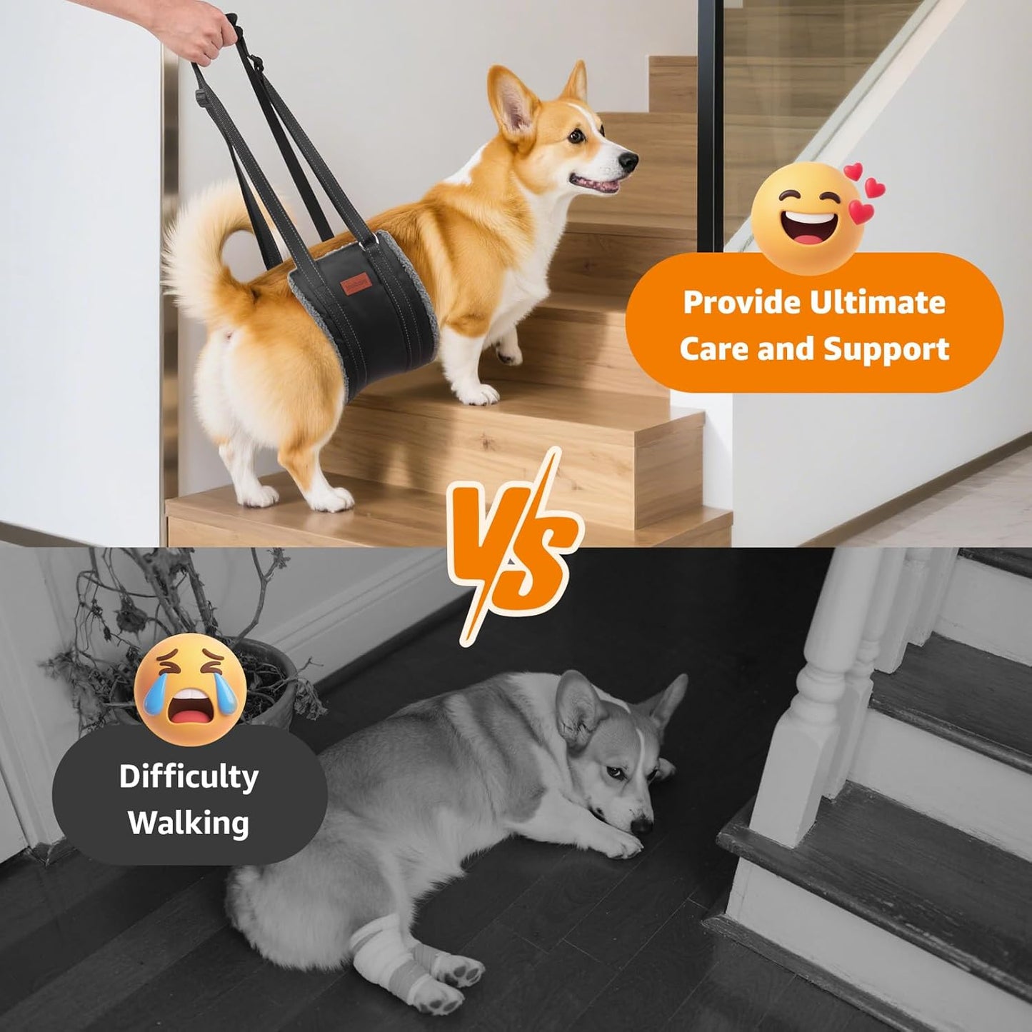 LOOBANI Portable Dog Sling for Back Legs, Hip Support Harness to Help Lift Dogs Rear for Canine Aid and Old K9 Cruciate Ligament Rehabilitation