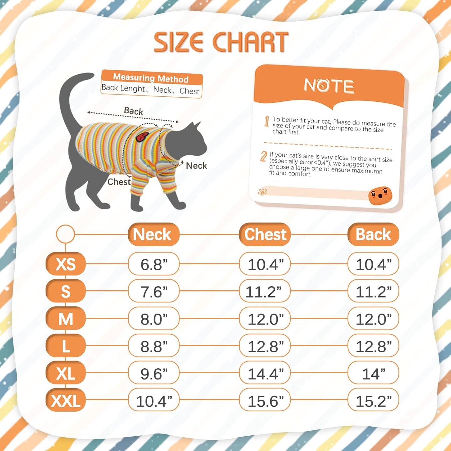 DENTRUN Hairless Cats Shirt Breathable Cat Daily Wear Clothes Stripe Vest Adorable Pajamas Jumpsuit Soft & Skin-Friendly