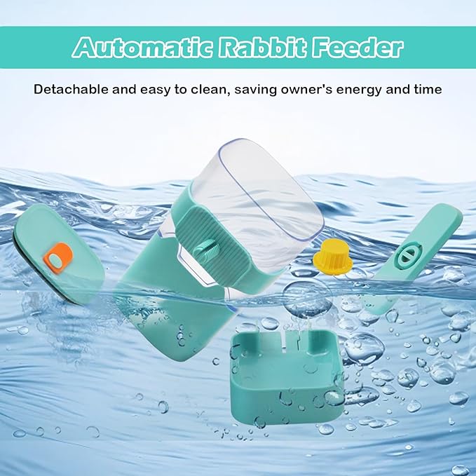 Automatic Rabbit Feeders for Cages,35 oz Hanging Rabbits Food Dispenser Guinea Pig Auto Gravity Feeder for Bunny Chinchilla Ferret Squirrel Hedgehog(Green)