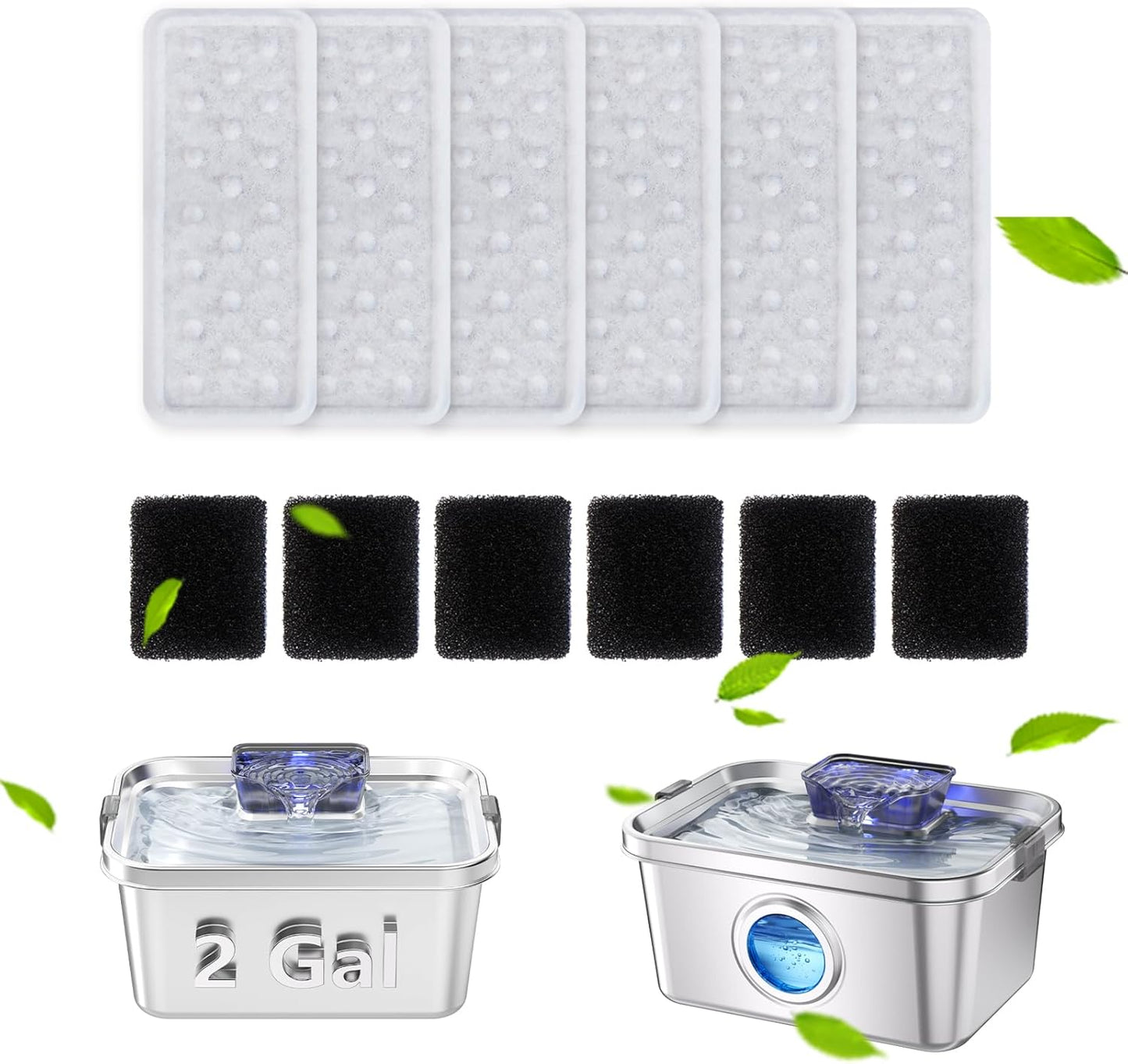 Accessories Set (Replacement Filter & Water Pump Sponge) for Dog Water Fountain- 6 pcs Packed Filters & 6 pcs Packed Sponges, Only Suitable for PETIMI Pet Water Fountain (Model PF-SS-01/02/03)