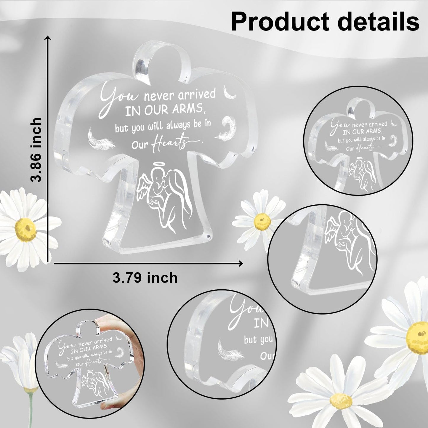 Angel Acrylic Desk Sign - Miscarriage Remembrance Gift for Mothers, Grieving Condolence Gift for Loss of Baby, Memorial Sorry for Loss Loving Infant