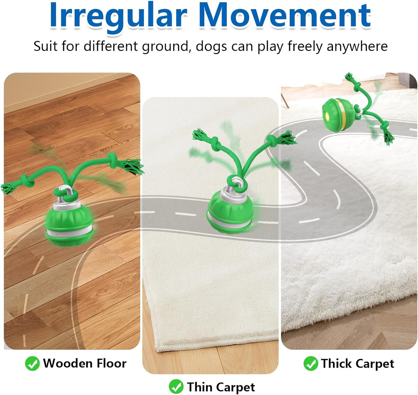 Interactive Dog Toys for Small Dogs, Automatic Moving, Motion Activated, Squeak, Active Rolling Dog Ball Wicked Ball for Daily Training