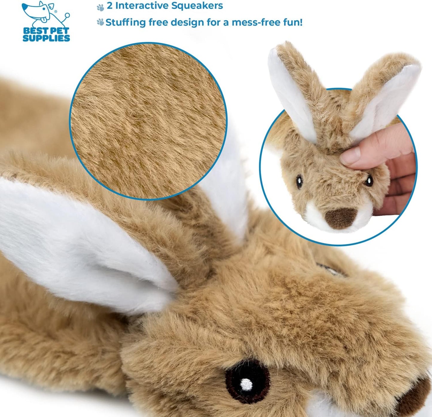 Best Pet Supplies 2-in-1 Stuffless Squeaky Dog Toys with Soft, Durable Fabric, No Stuffing for Indoor Play, Holds a Plastic Bottle - Large (Hare, Sheep, Cow, Pig, Penguin)