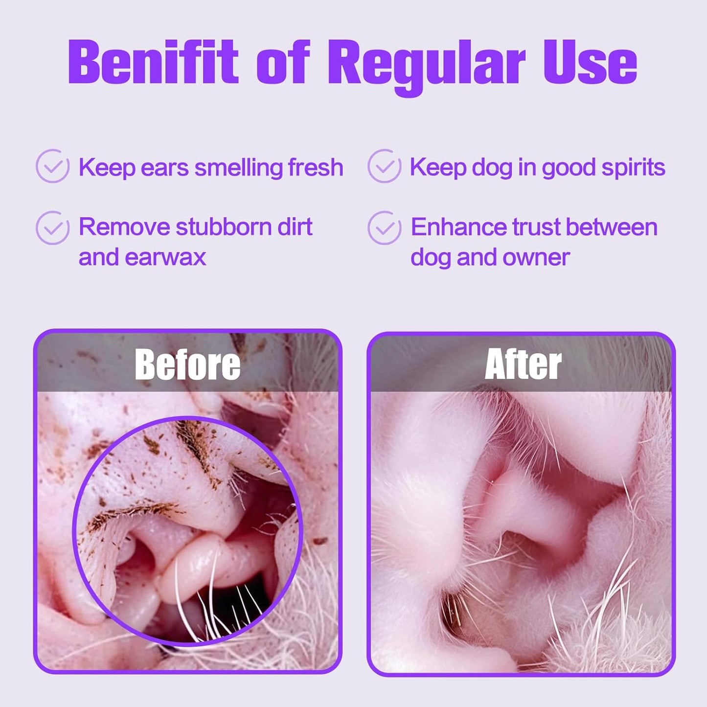 Dog Ear Wipes,Gently Remove Ear Wax & Dirt,Relieve Ear Itching Fresh Coconut Scent, All Natural Ingredients Dog Ear Cleaning Wipes - 50 Count