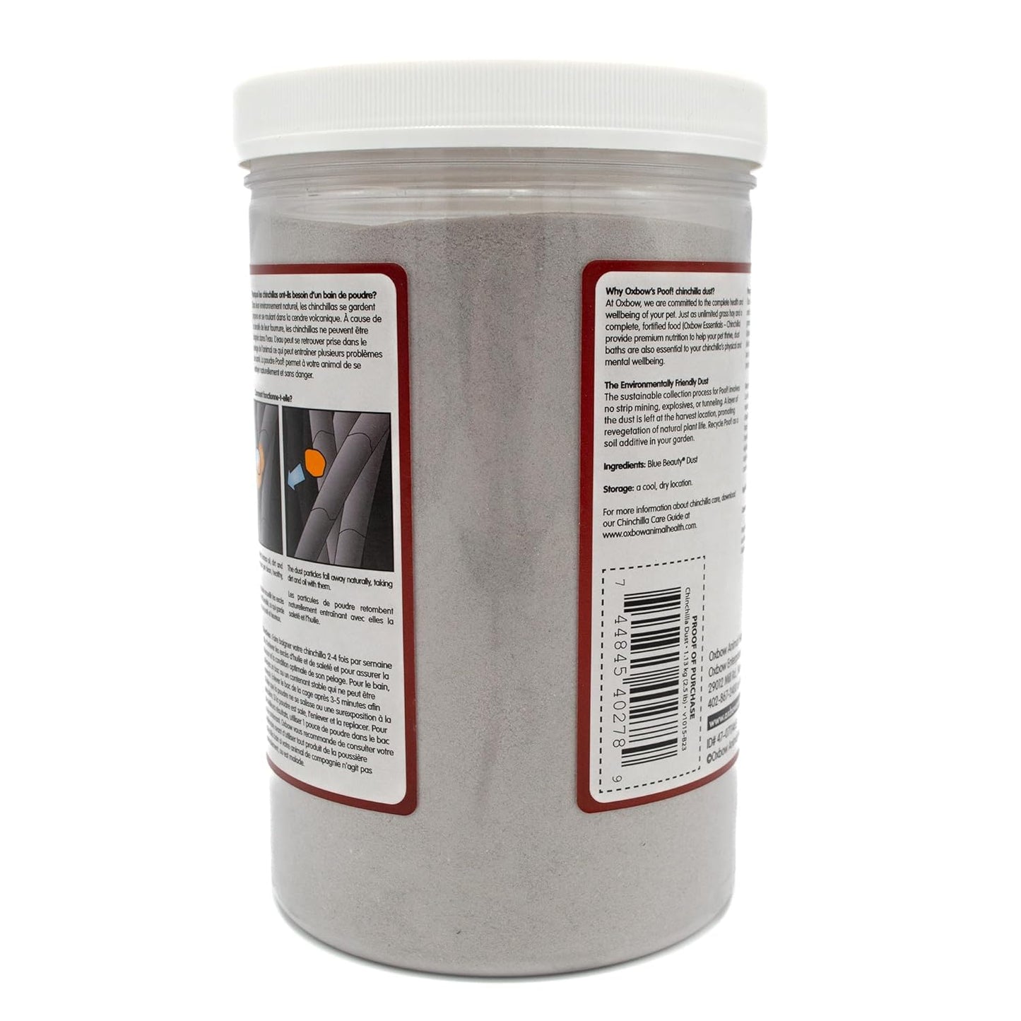 Oxbow POOF! Chinchilla Dust Bath,100% Natural Blue Beauty Dust for Chinchillas, Degus, Gerbils, and Hamsters, Small Animal Grooming, Natural Dusting Powder, 2.5 lbs Jar