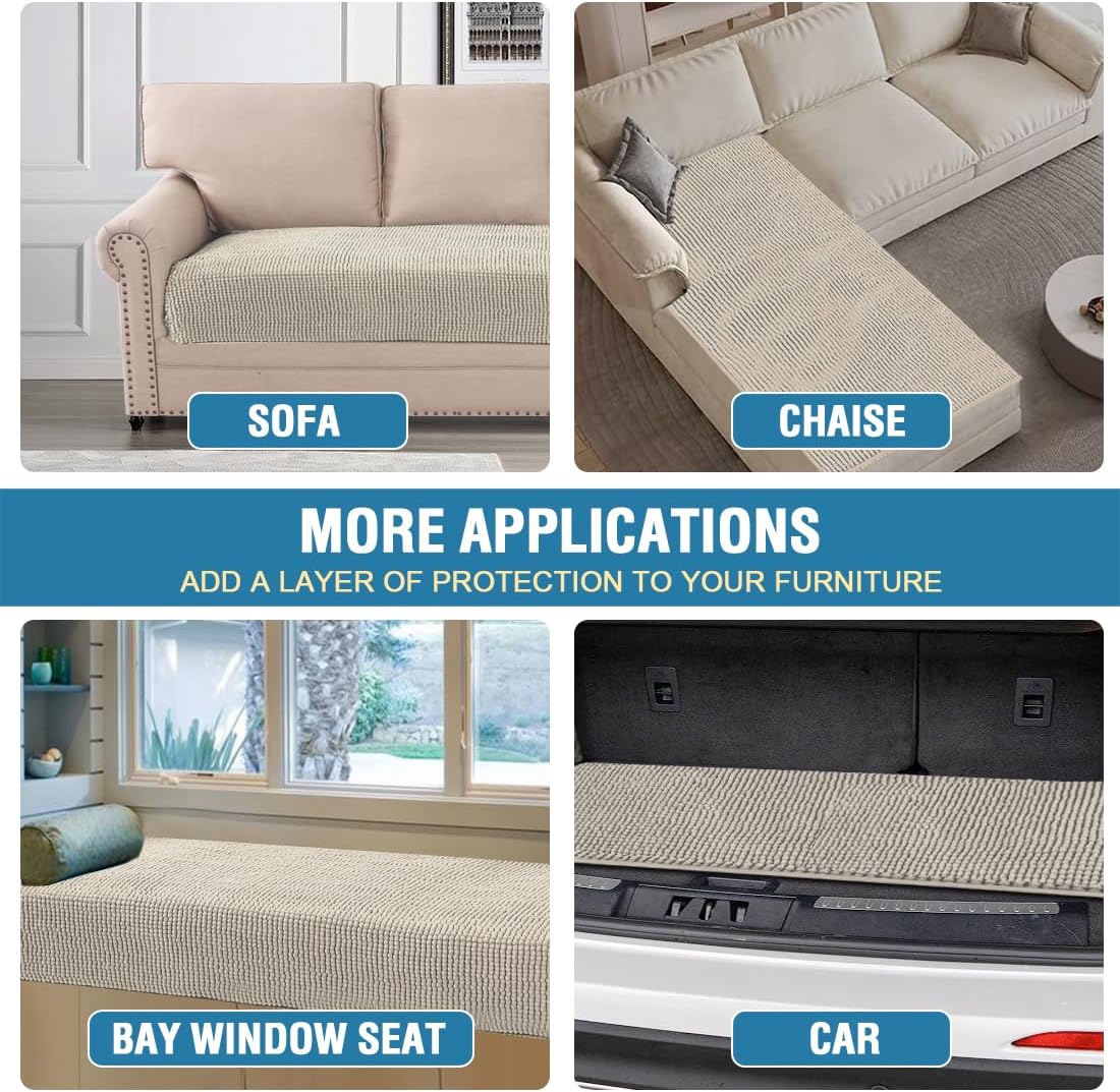 H.VERSAILTEX Plush Chenille Dog Bed Cover Thick Soft Loveseat Cover for 2 Cushion Couch Anti Slip Couch Cover Furniture Protector for Dog, Pet, Cat (35" x 62", Island Fossi)