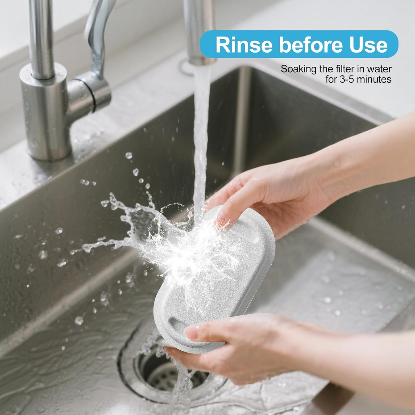 Cat Water Fountain Filters, 16 Pack Cat Fountain Replacement Filters for Stainless Steel 84oz/2.5L Adjustable Water Flow Pet Fountains (8 Filters&8 Sponges)