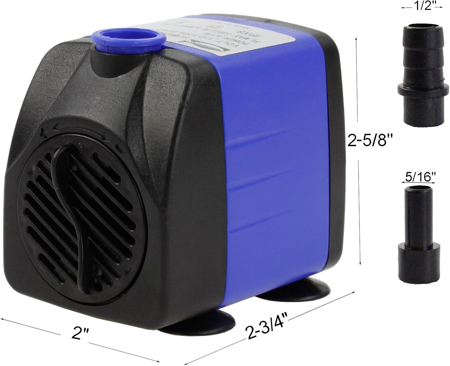 AQUANEAT Small Fountain Pump, 265 GPH Submersible Water Pump with 3.3 ft Tubing, for Aquarium Fish Tank, Pet Water Fountain, Hydroponics, Pond Waterfall