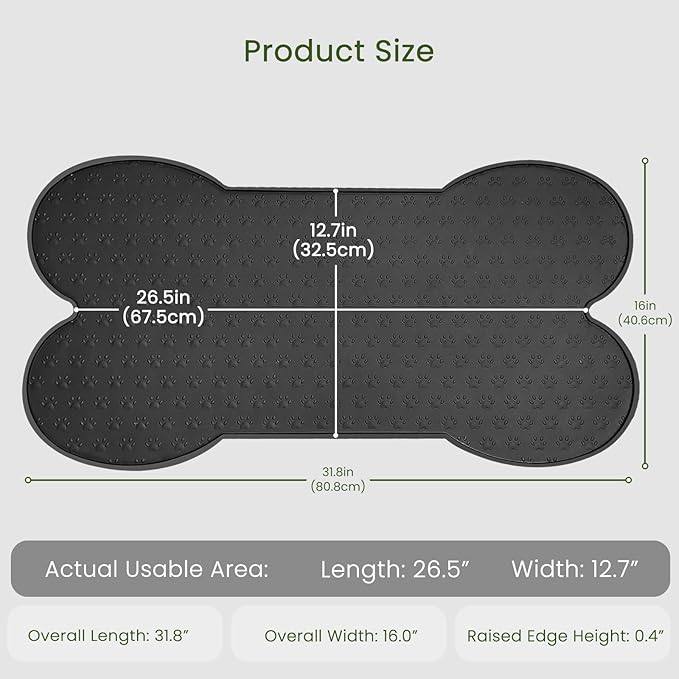 Dog Food Mat Anti-Slip Silicone Dog Bowl Mat Thicker Pet Placemat Waterproof Cat Feeder Pad with Raised Edge Puppy Kitten Feeding Mats Suitable Small Medium-Sized Dogs Cats Eating Tray