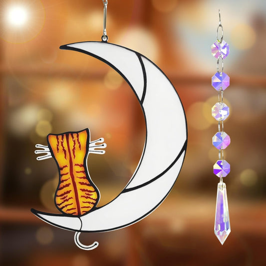 Cat Memorial Suncatcher for Window, Personalized Pet Loss Gift for Cat Lovers, Sympathy Memorial Ornament to Honor Departed Cats, Modern Sun Catcher Decor for Remembrance‌ Pet Owners