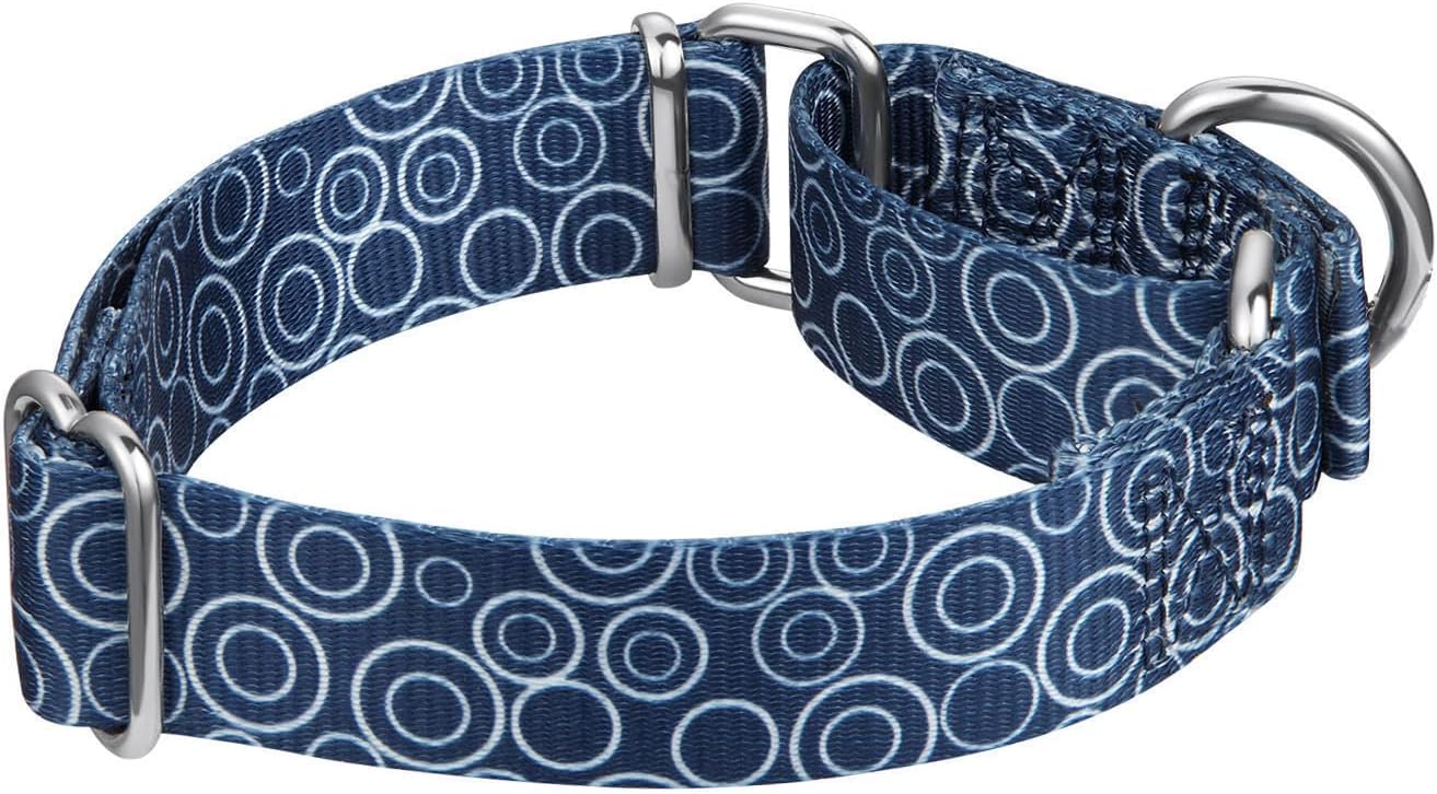 Martingale Collars for Dogs, No Pull Anti-Escape Pet Collar, Heavy Duty for Medium and Large Dogs, Adjustable 17 Inch to 25 Inch, Navy Blue -C.R.C