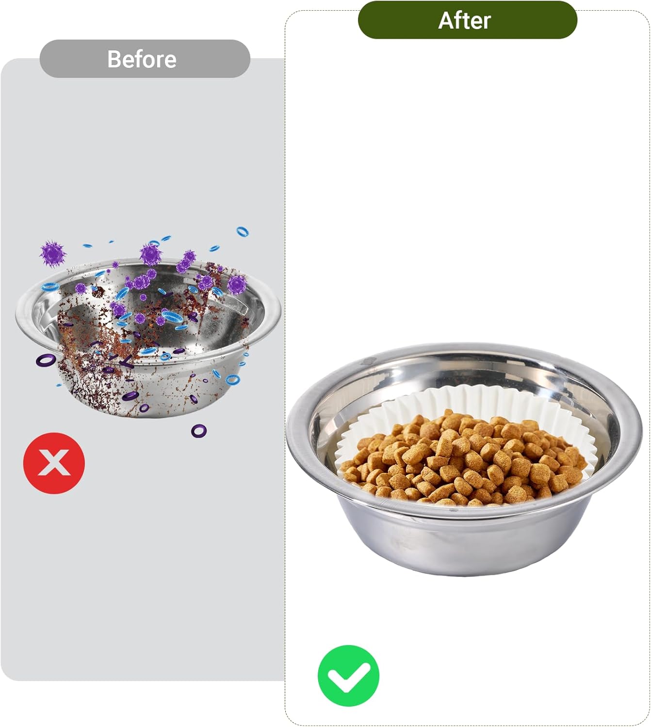 600 Pcs Large Pet Disposable Feeding Bowls Liner, 4 x 1.2 Inch Bulk Cat Food Bowls Pets Feeding Bowl Small Paper Dish Liner for Small Dogs Cats, Paper Bowl for Cat Dishes, Wet Food