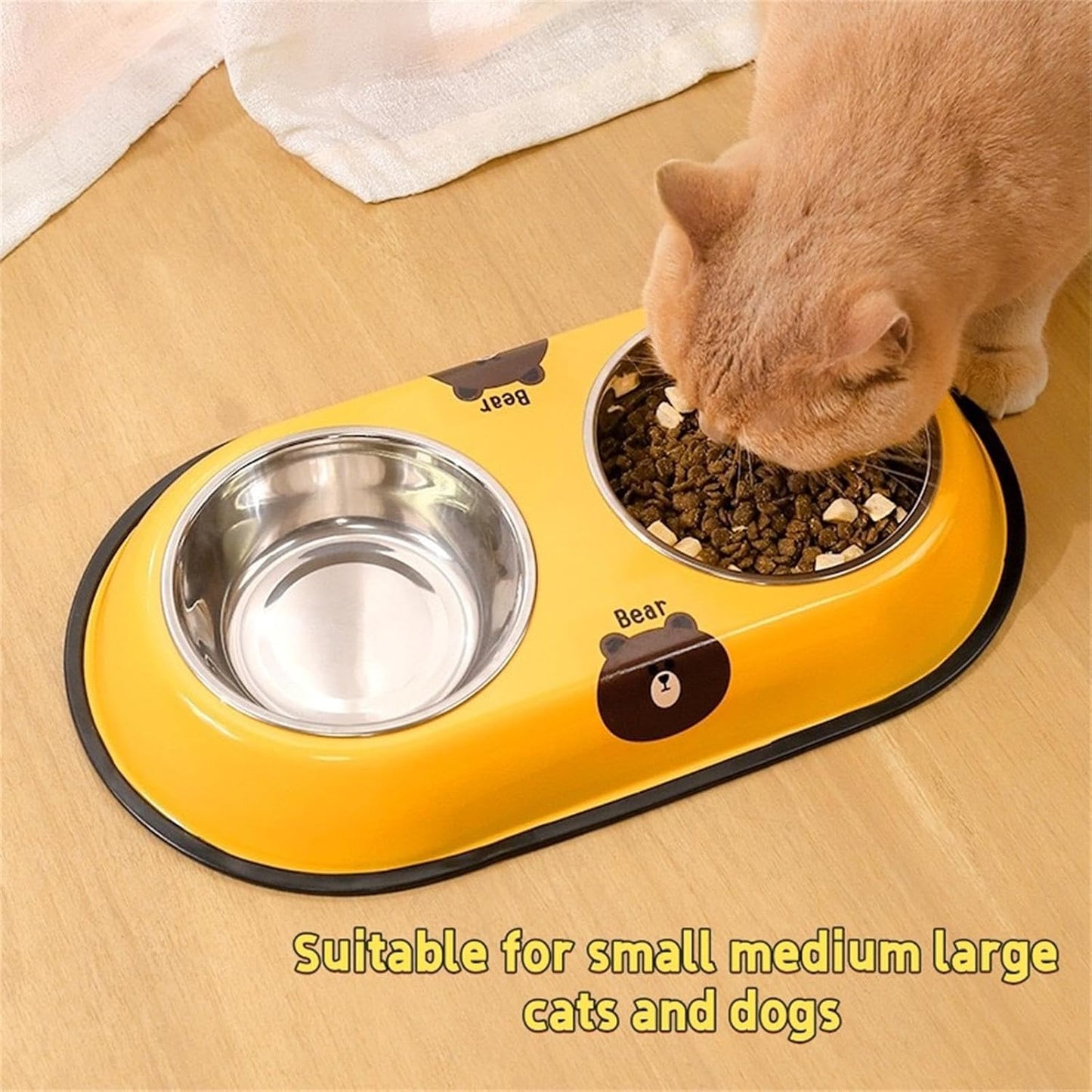 Stainless Steel Dog Bowl - Pet Double Bowls Set with Non-Slip Base for Food and Water Pet Puppy Cats Dishes for Small and Large（Small）