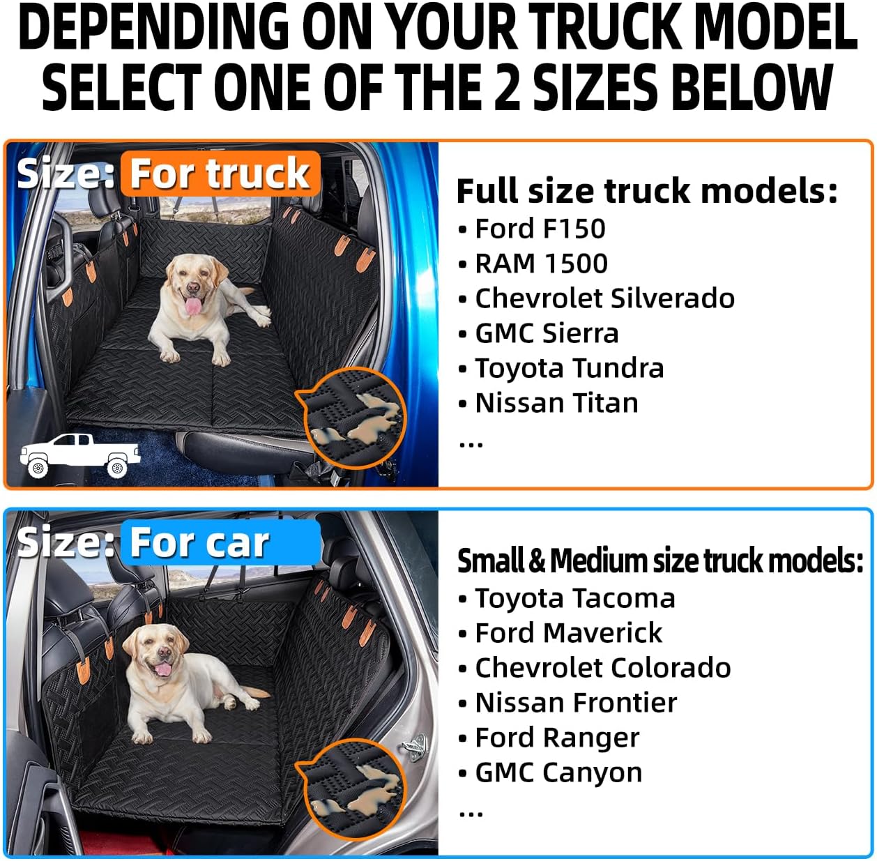 Dog Back Seat Extender for Truck,Truck Dog Seat Cover Back Seat,Dog Hammock for Truck,Hard Bottom Seat Extender,Pet Seat Covers for F150/RAM1500/Silverado
