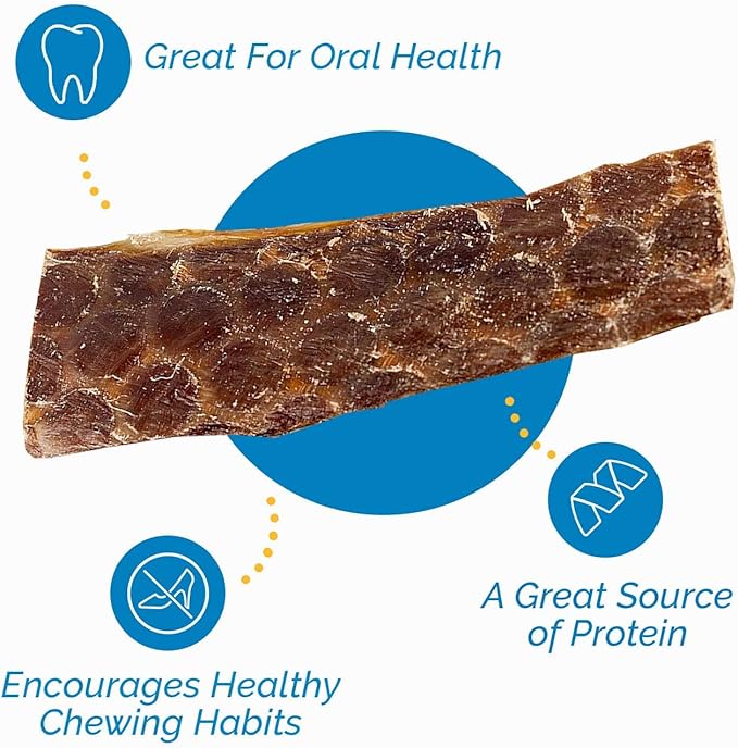 Esophagus Dog Treats (6 Inches - 25 Count) 100% Natural Gullet Sticks for Dogs Flat - Beef Jerky Dog Treats Strips Free of Preservatives, Hormones & Antibiotics