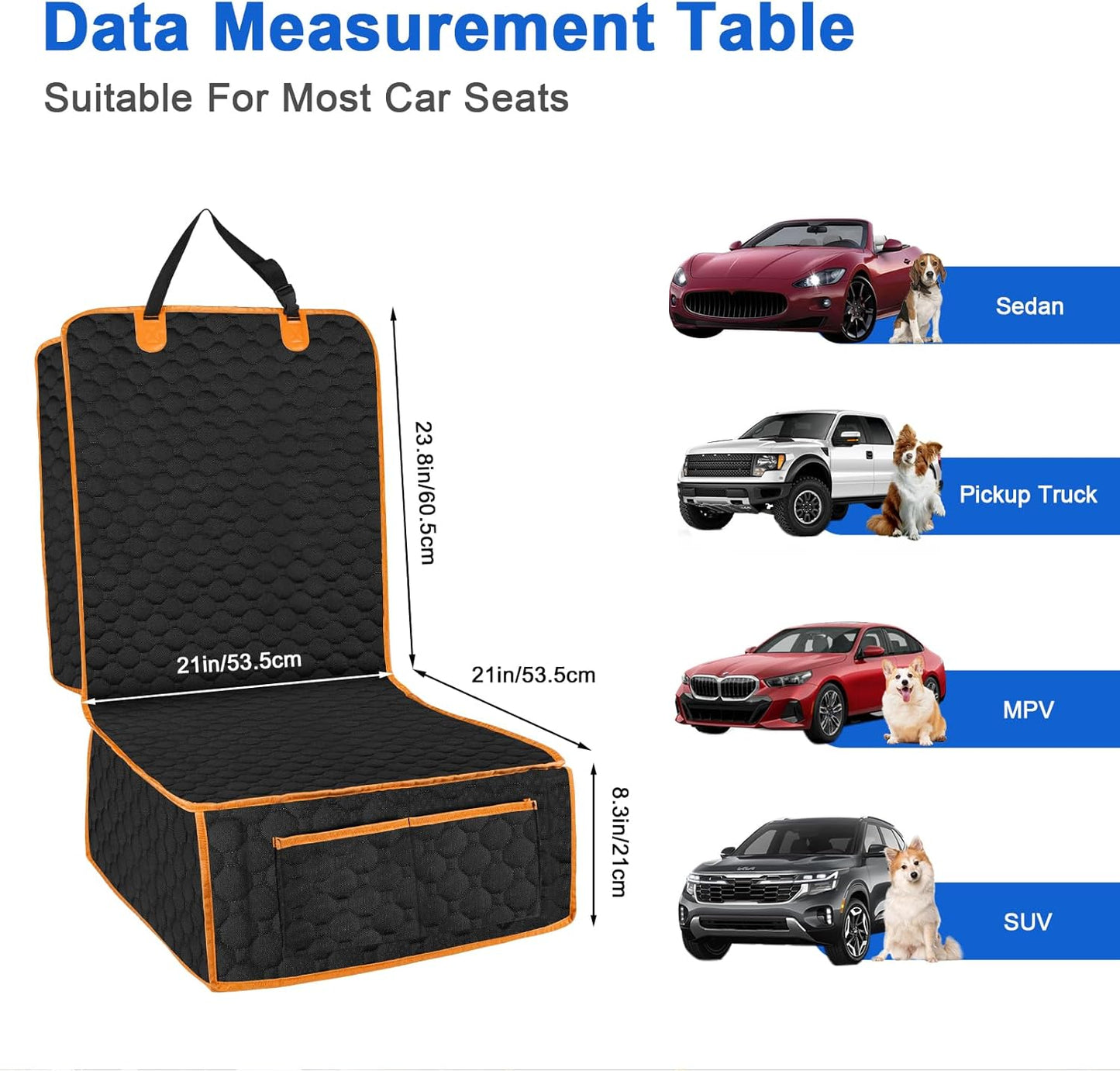 2 Pack Dog Front Seat Covers for Car,Pet Front Car Seat Cover,Scratch-Proof Pet Seat Cover for Car,Trucks,SUV,Front Seat Dog Cover（Black，45"X 21"，2pack）