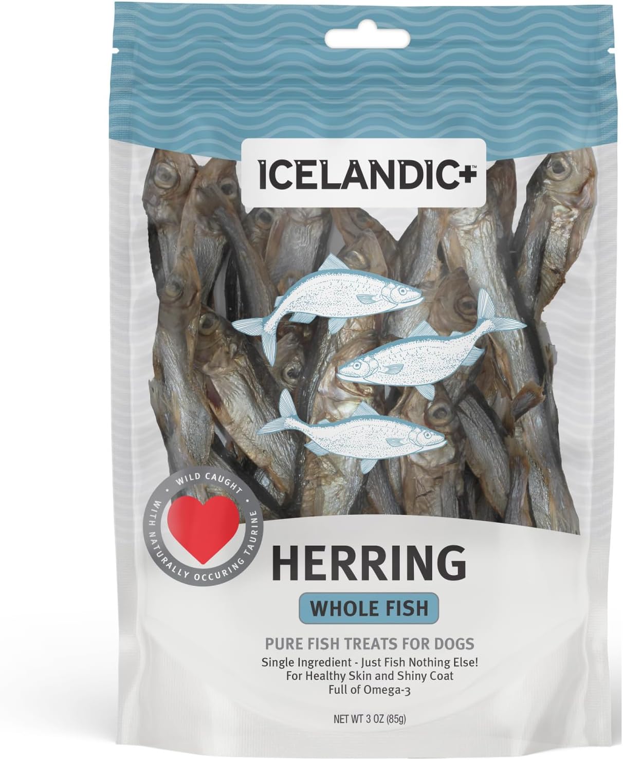Icelandic+ Whole Fish Herring - 3oz Bag - Dog Treats, Pure Wild-Caught & Air-Dried, Single Ingredient Snack, Pet Chew, Just The Fish Nothing Else