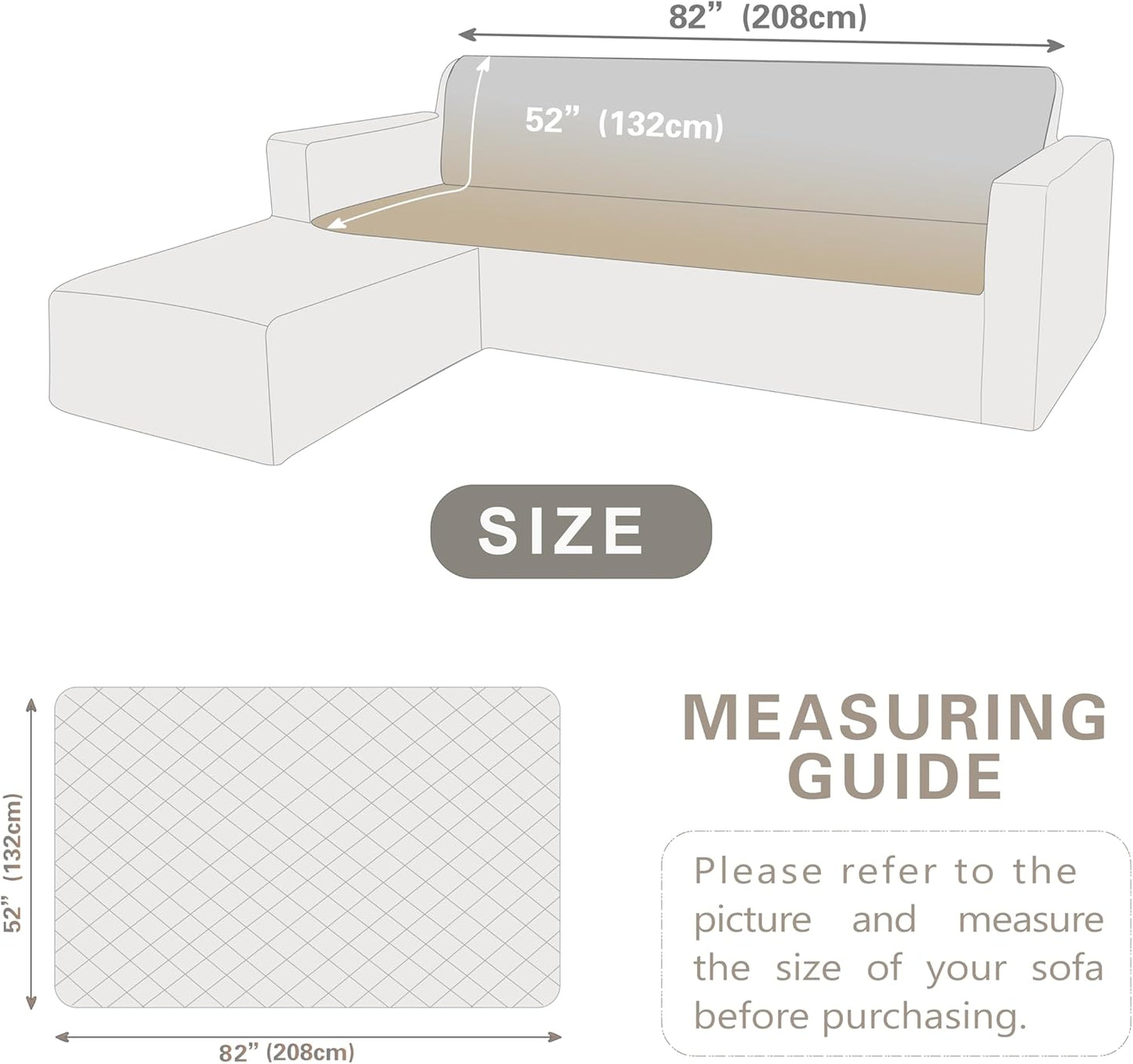 Dogs/Cats Bed Mats, Dog Pad Washable Removable Couch Cover with Anti-Slip Back, Plush Long Fur Mat, Perfect for Small, Medium and Large Dogs.(Light Brown-Bubble, 52"x82")