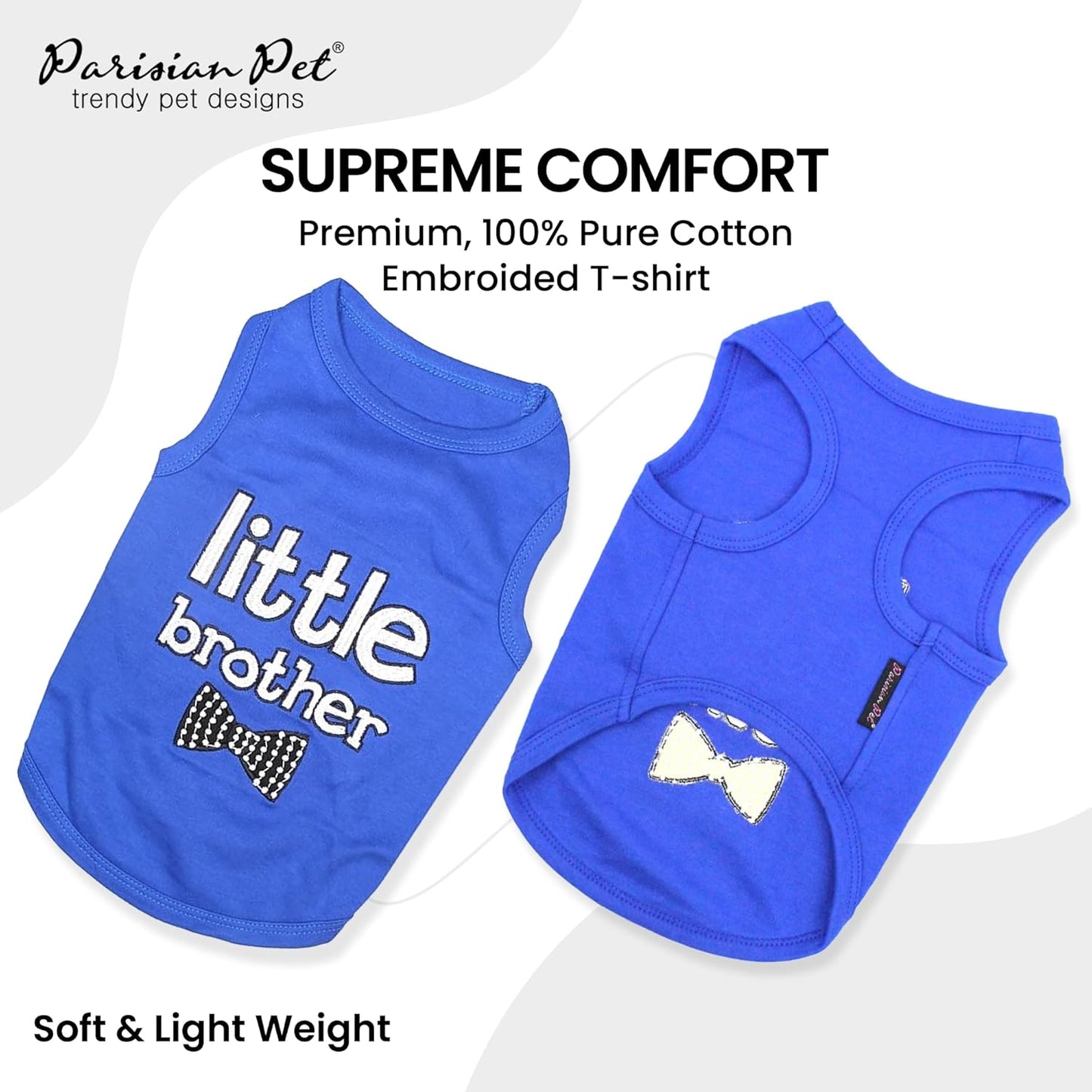 Parisian Pet Dog Cat Clothes Tee Shirts Little Brother T-Shirt, XS