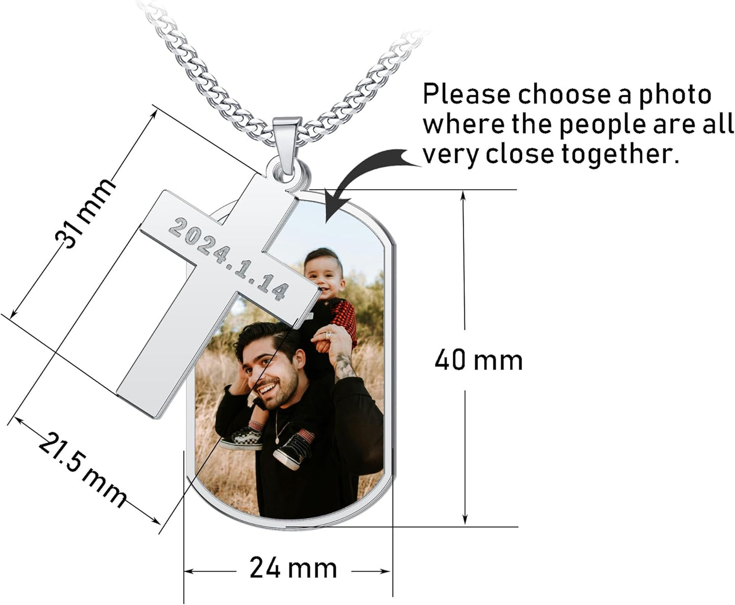 CharmSStory Personalized Photo Necklaces Custom Engraved Name Necklace Memory Keepsake Picture Necklace Pendant Customized Gifts for Women Men