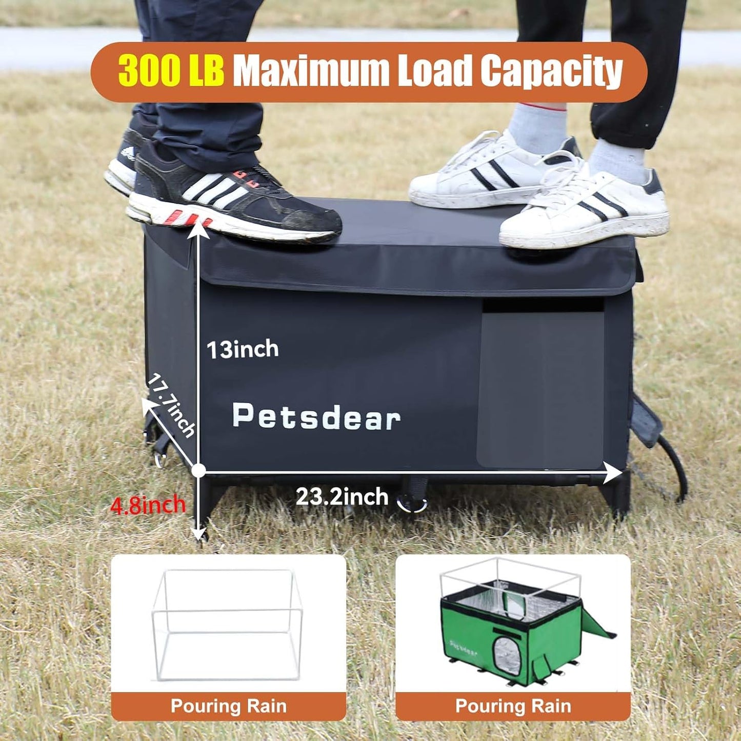 Heated Outdoor Cat House - Large, Weatherproof & Insulated for Multiple Cats (Black)