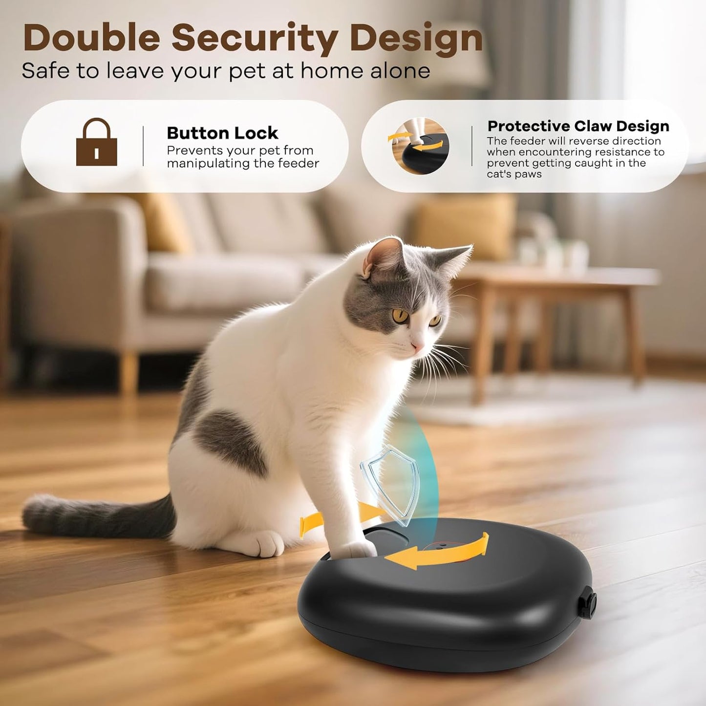 Automatic Cat Feeder Wireless, Sharper Image Auto Cat Food Dispenser for Wet Food with 2 Ice Packs, Rechargeable Auto Feeder for Cats with Programmable Timer Low Battery Indicator, Black