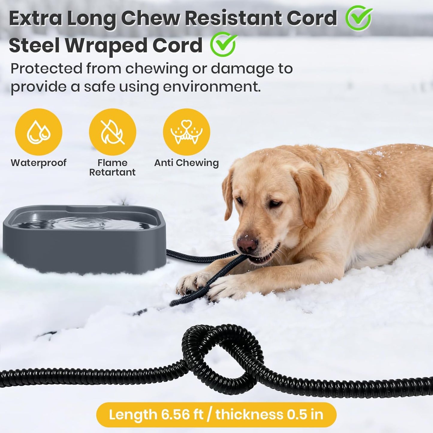 IPOW Extra Large Heated Pet Bowl with 5 Layers Design for Heating & Heat Preservation Provides Drinkable Water & Food in Winter Heated Water Bowl for Cat Rabbit Chicken Duck Squirrel, 194 fl oz