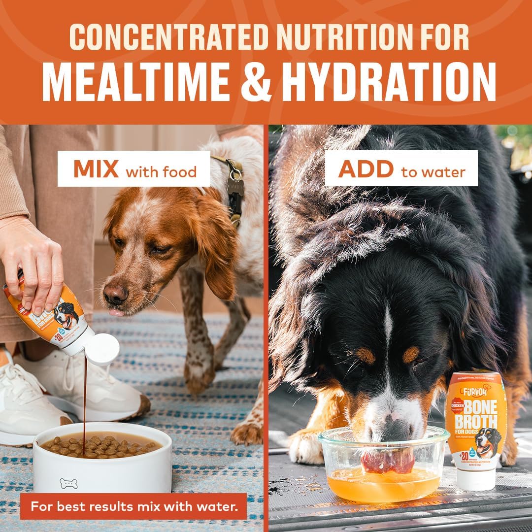 Chicken Bone Broth Concentrate for Dogs - Collagen Protein Supplement for Digestion, Mobility, Coat, Immune System, Joints - Healthy Dog Food Topper - Human Grade, Made in USA (16 oz, 30 Servings)
