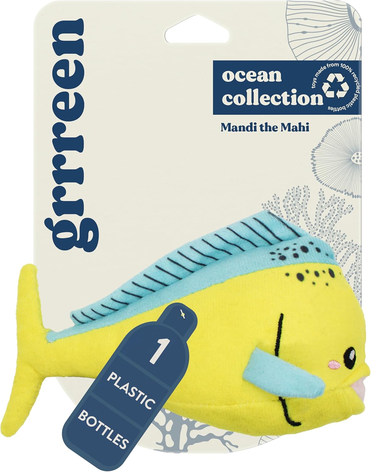Dog Toys | Plush Toy Mahi Mahi Stuffed Animal for Dogs | Small Eco Friendly Toy - Easy to Clean and Made from Non Toxic Materials