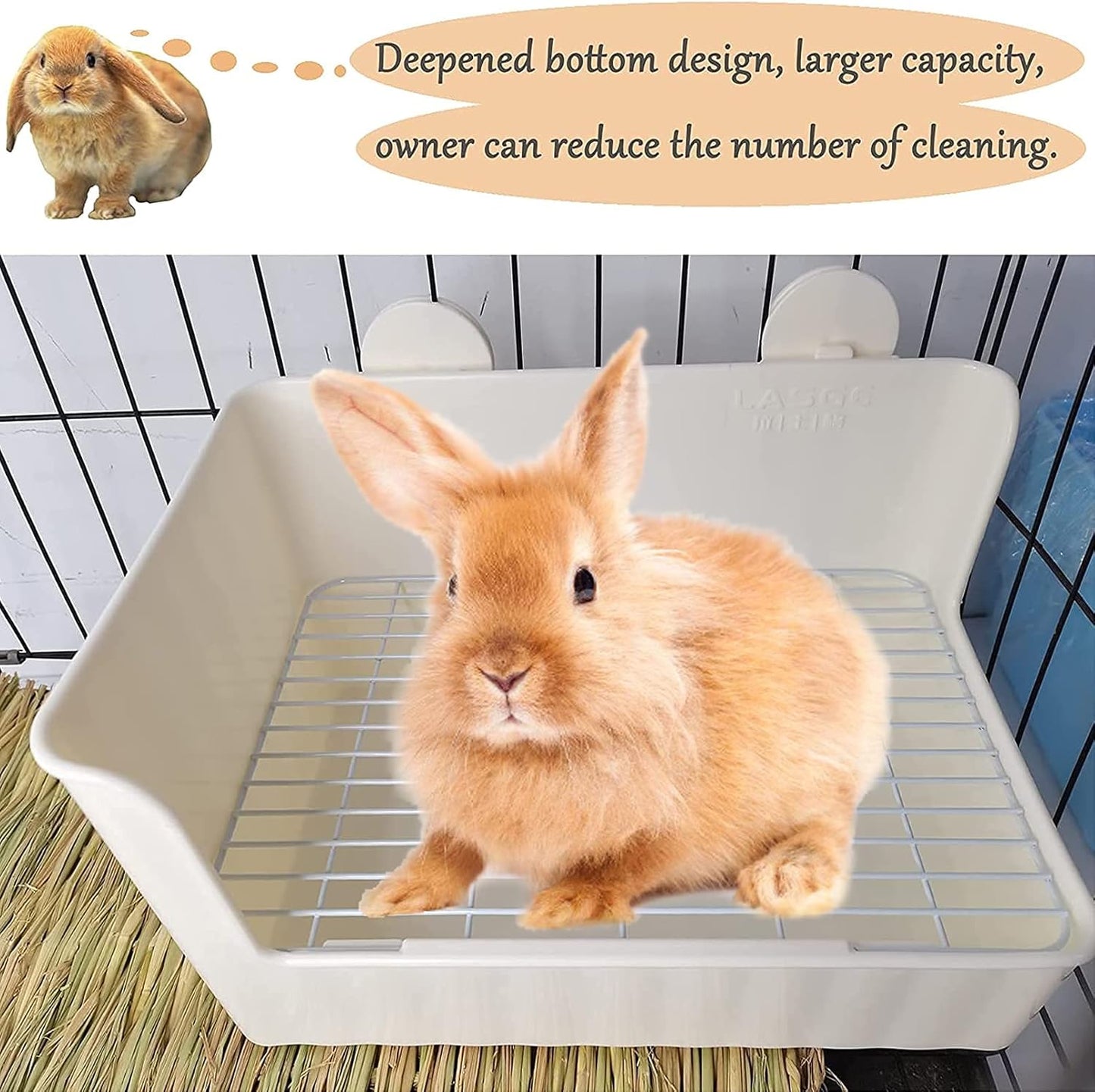 Tfwadmx Rabbit Litter Box Toilet Bunny Corner Litter Pan Pet Toilet Potty Trainer with Scoop Rabbit Chew Toys for Guinea Pigs Galesaur Chinchilla Ferret Small Animal (White)