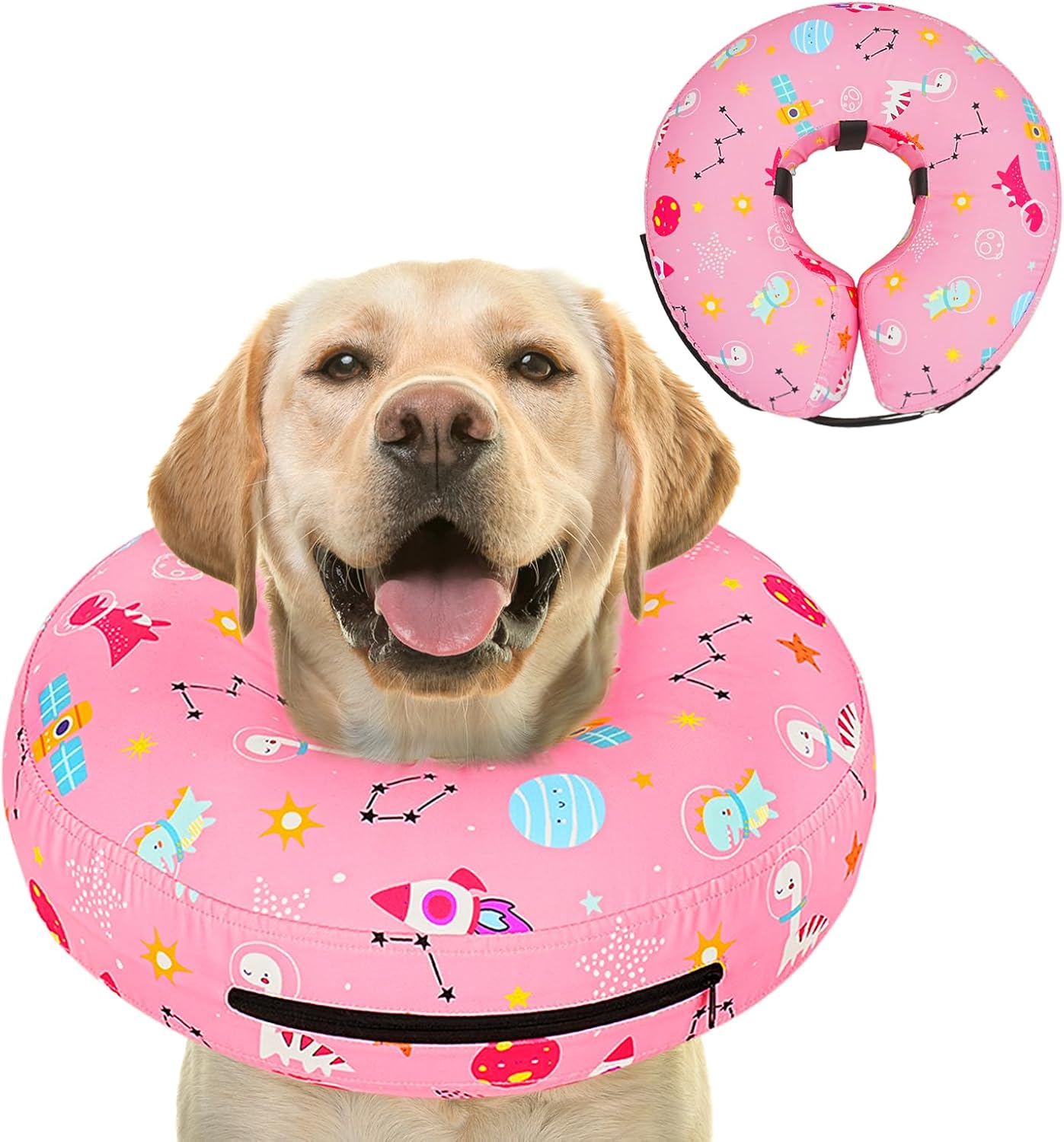 Inflatable Dog Cone Collar for After Surgery, Dog Donut Collar After Surgery, Soft Pet Cone for Small Medium Large Dogs to Stop Licking