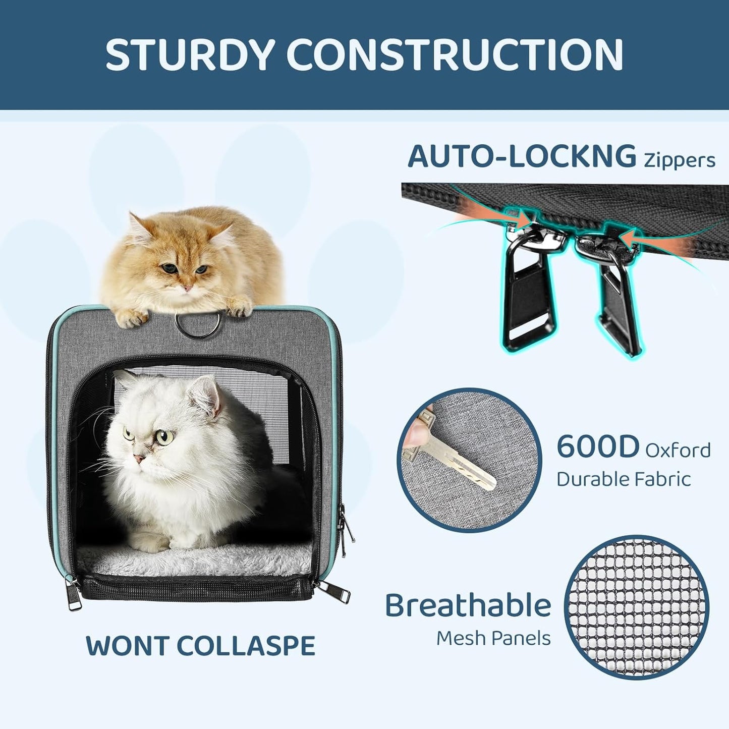 Airline Approved Pet Carrier Small Dog & Cats Under 15 lbs - 18x11x11 Inch Soft-Sided TSA Compliant Travel Bag for American, Delta & United Airlines Flight