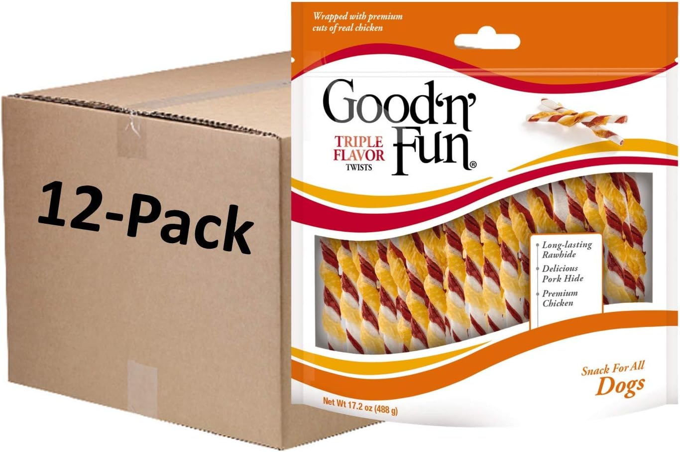 Good'n'Fun Good ‘N’ Fun Triple Flavor Twists, 70 Count (Pack of 12)