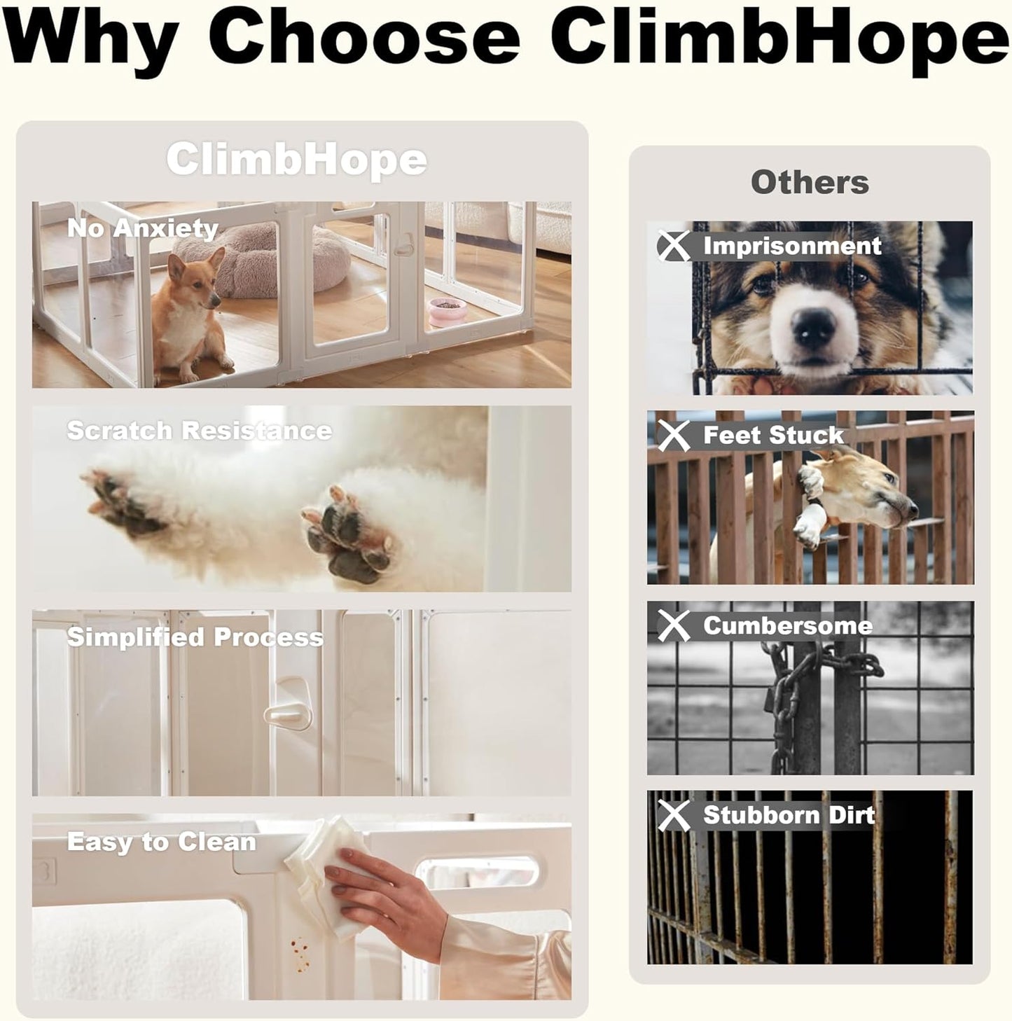 Clear Acrylic Dog Playpen Indoor, Puppy Cat Small Pet Play Pen, Pet Cat Foldable Playpen for Rabbits, Dog Fence Crate Kennel Whelping Cage (Pink, 10 Panel)