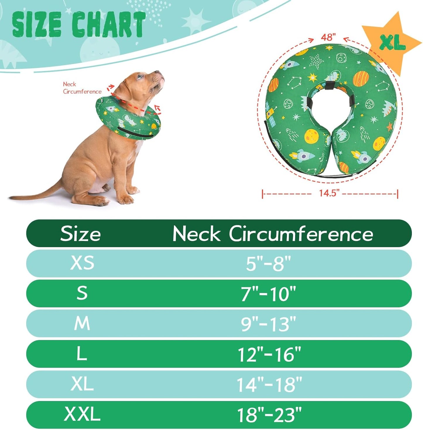 Inflatable Dog Cone Collar for After Surgery, Dog Donut Collar After Surgery, Soft Pet Cone for Small Medium Large Dogs to Stop Licking