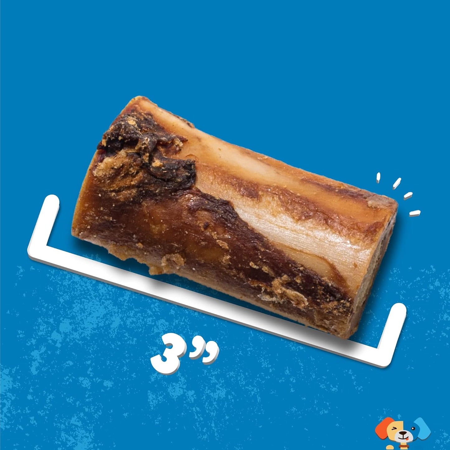 Jack&Pup Beef Marrow Bones for Dogs, 3" Long Lasting Dog Bones for Large and Small Dogs, Natural Beef Bone, Bone Marrow Dog Treats (6 Pack)