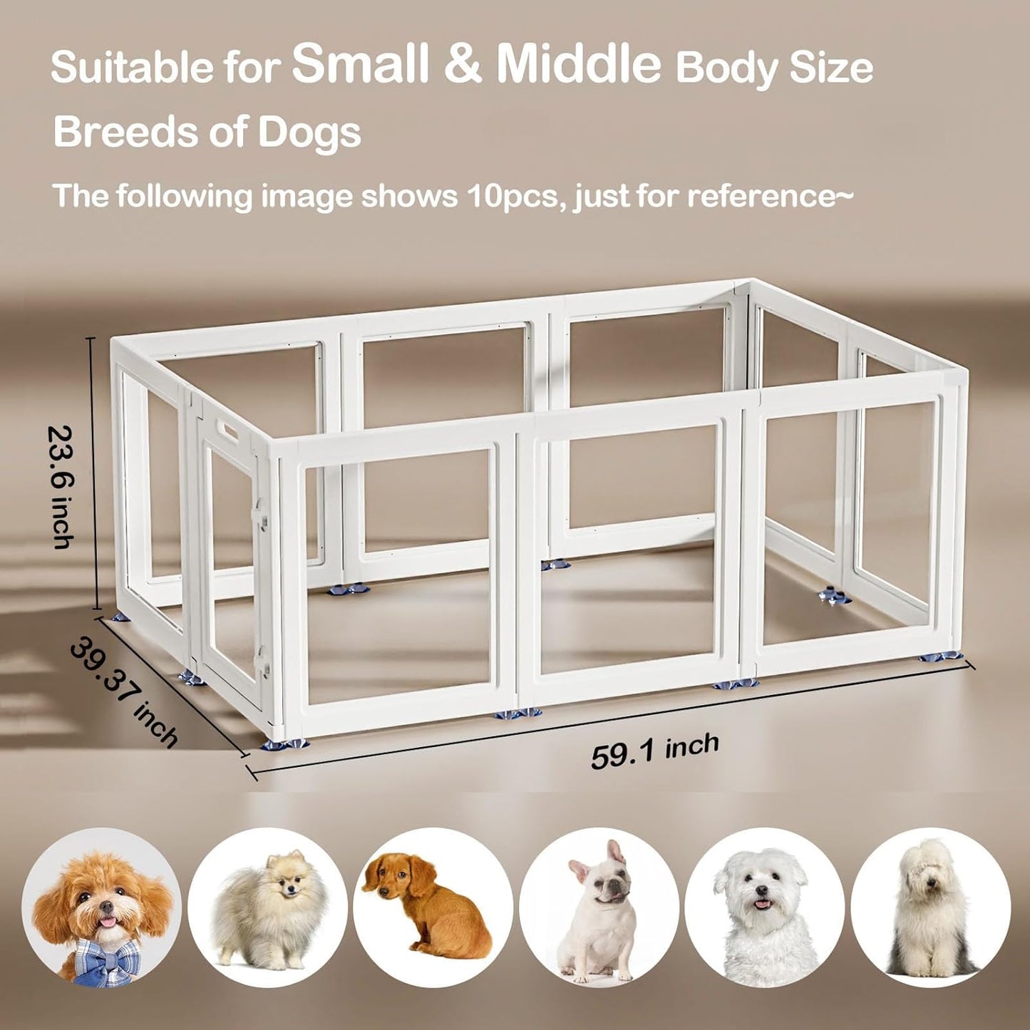 Clear Acrylic Dog Playpen Transparent Dog Playpen Indoor, Easy Assemble Clear Pet Pen for Puppy Bunny Cat Pig, Sturdy & Easy Cleaning Plastic Dog Puppy Fence (23.6" H, 8PCS)