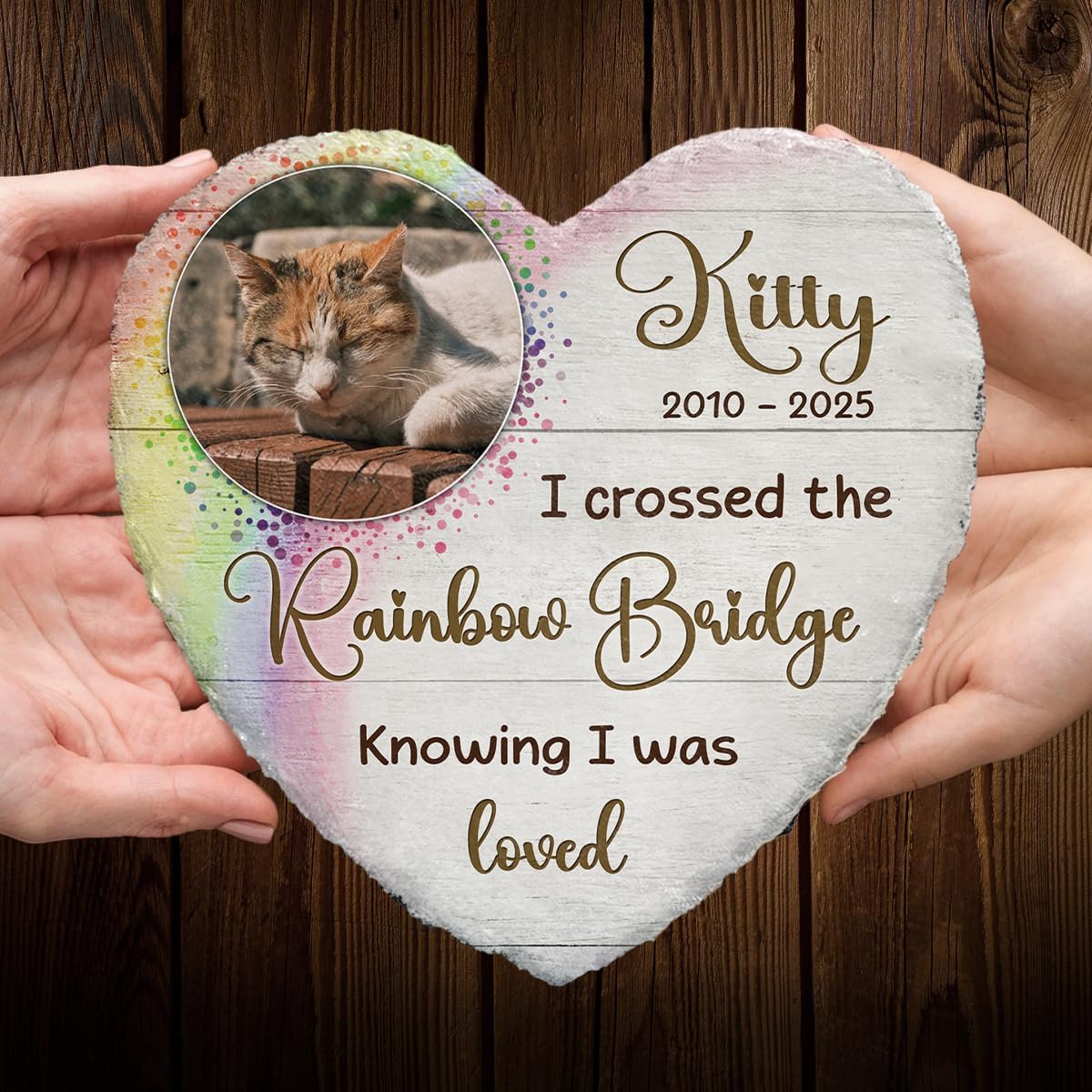 Custom Memorial Stones for Cats - Pet Heart Headstones Plaque - Cat Mom Rainbow Bridge Gifts for Cat Lovers at Her Loss