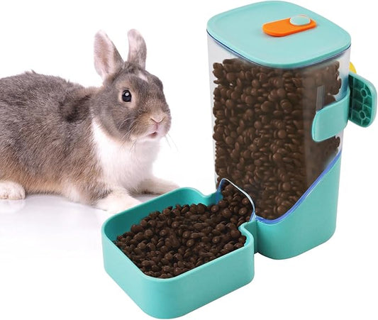 Automatic Rabbit Feeders for Cages,35 oz Hanging Rabbits Food Dispenser Guinea Pig Auto Gravity Feeder for Bunny Chinchilla Ferret Squirrel Hedgehog(Green)