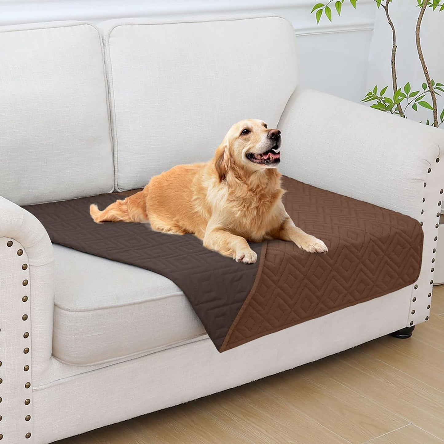 hyha Waterproof Dog Blanket, Soft Pet Bed Blankets, Waterproof Sofa Couch Cover for Dogs Washable, Reversible Pet Couch Covers for Sofa Furniture (30x53 Inch, Brown/Chocolate)