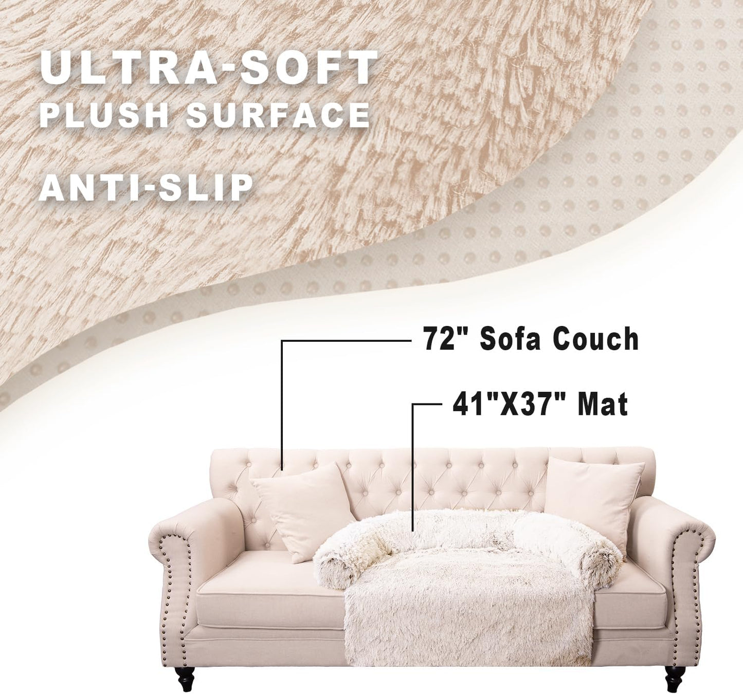 Calming Dogs/Cats Bed Mats, Dog Pad Washable Removable Couch Cover, Plush Long Fur Mat for Pets, Waterproof Lining, Perfect for Small, Medium and Large Dogs and Cats (Gradient Brown, 41"x37")