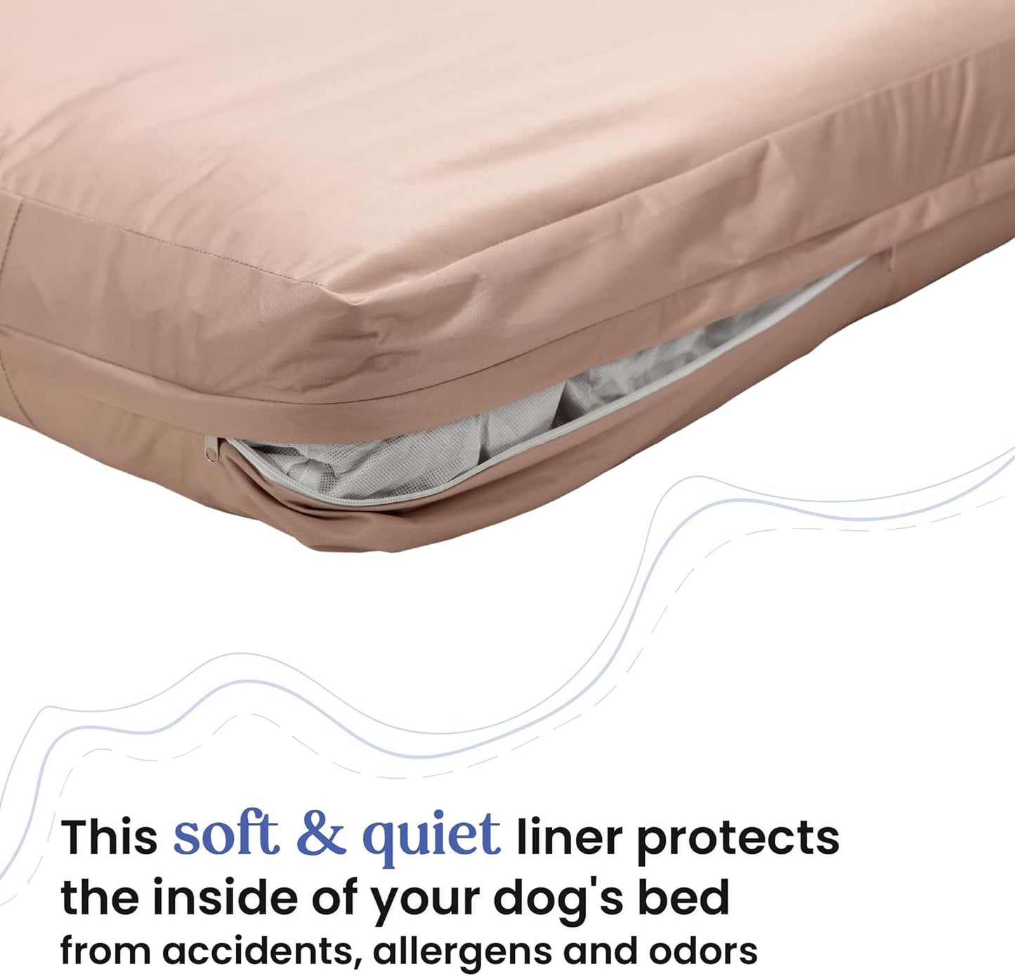 Dog Bed Cover – Waterproof Cover for Dog Bed – Heavy Duty, Machine Washable Zippered Liner – Durable, USA-Made Fabric for Pets – Ideal Pet Bedding Protector for Accidents and Messes - XL (Tan)