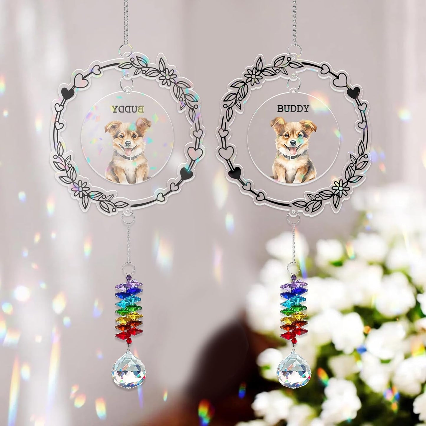 Personalized Dog Photo Ornament Custom Pet Picture - Birthday, Christmas, Back to School Gift for Dog Lovers from Family - Cute Pet Breed Keepsake Suncatcher Decoration 2025