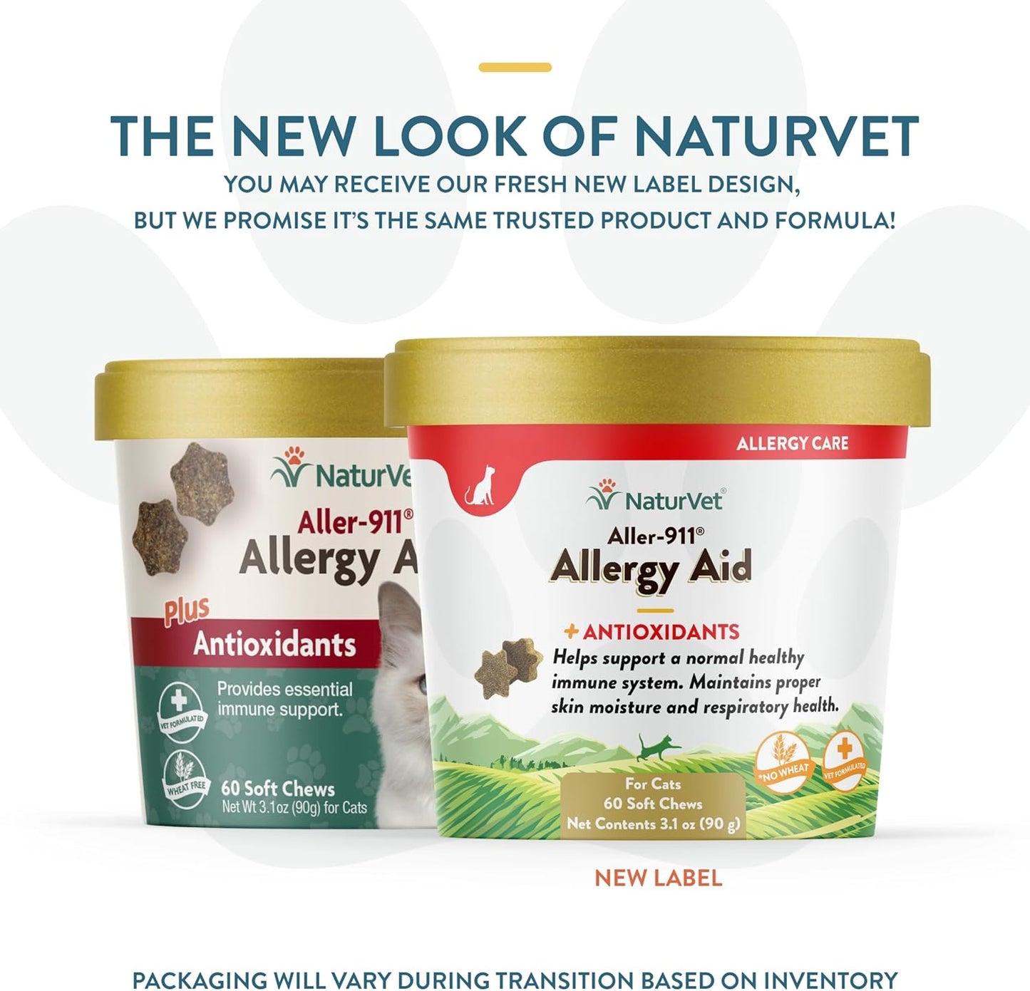NaturVet – Aller-911 Allergy Aid Plus Antioxidants for Cats – 60 Soft Chews | Supports Immune System, Skin Moisture & Respiratory Health | Enhanced with Omegas, DHA & EPA | 30 Day Supply