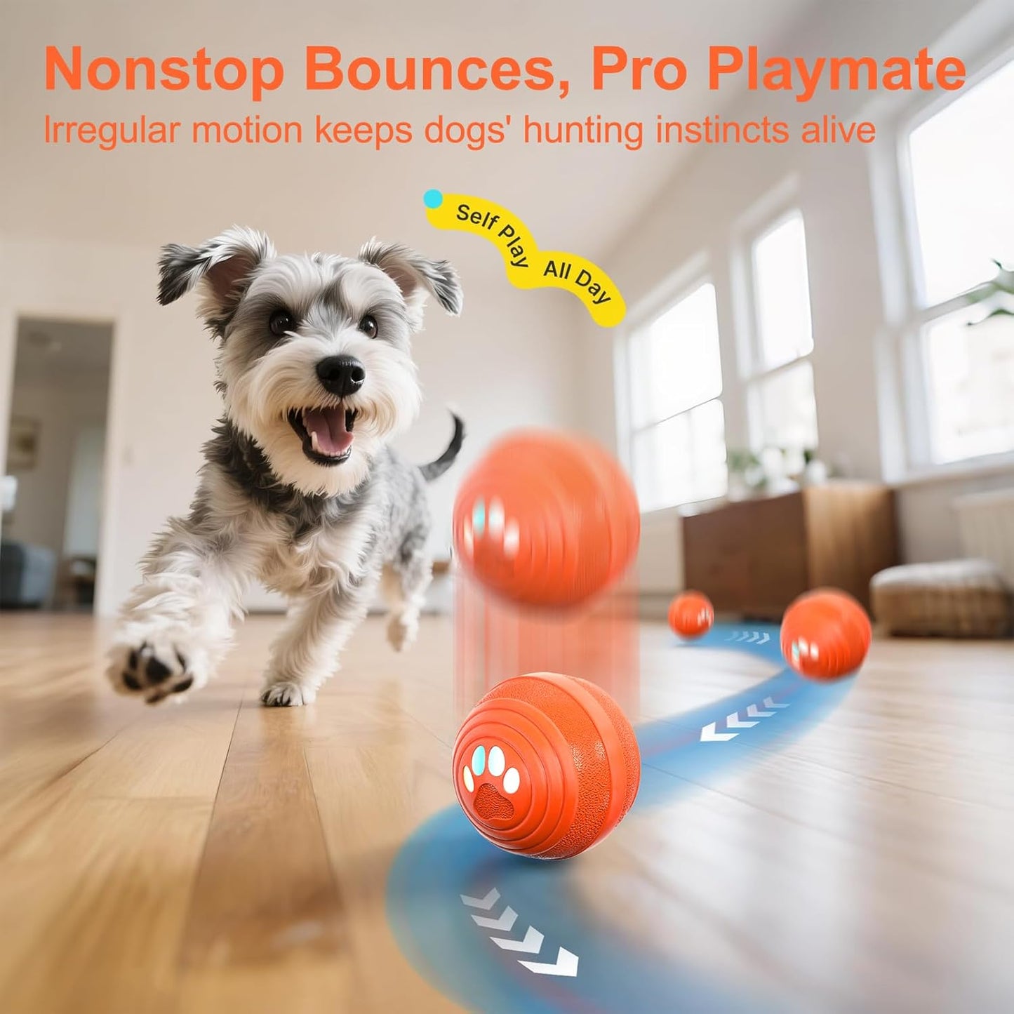 Interactive Dog Ball - Smart Toy for Small and Medium Dogs, Automatic Moving Ball, Rotating & Bouncing, Durable TPU+PC Shell, Toys That Keep Dogs Busy, for Dog