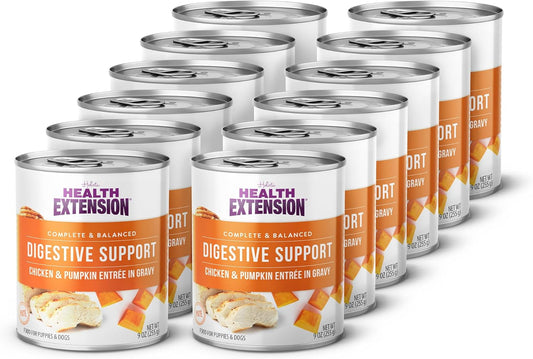 Health Extension Wet Dog Food Chicken & Pumpkin Entrée in Gravy, 9 oz - Digestive Support with Superfoods & Antioxidants for Immune Support (Case of 12 Cans)