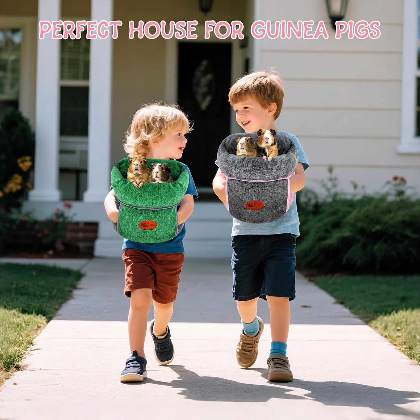 YUEPET 2 Pack Guinea Pig Hideout Portable Guinea Pig Pocket Bedding Cozy Cuddle Sack Snuggle Bag Bunny Bed for Small Animals Hamster Ferret Hedgehog Chinchilla Rabbit Cage Accessories (Grey+Green)