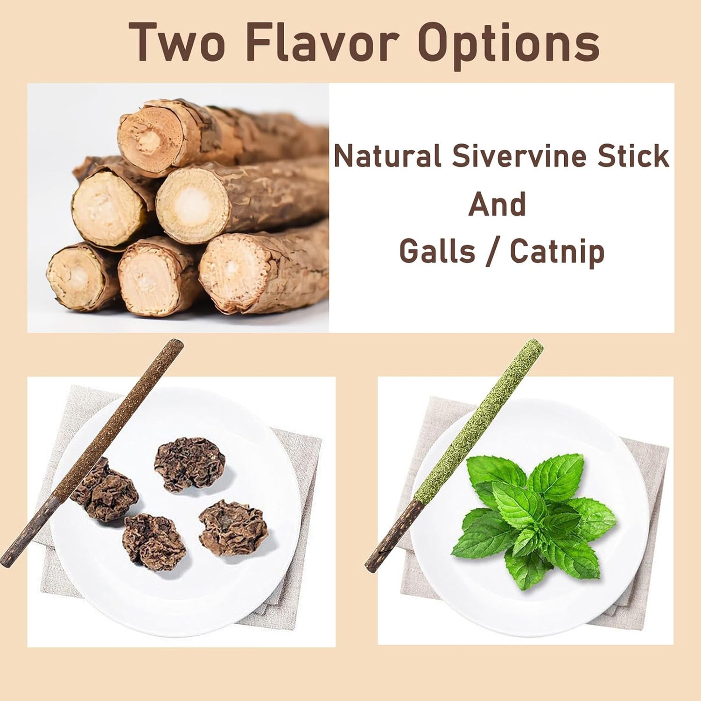 Natural Silvervine Catnip Chew Sticks (12 PC) - Edible Dental Chews for Cats & Kittens, Teething Relief Teeth Cleaning Toys