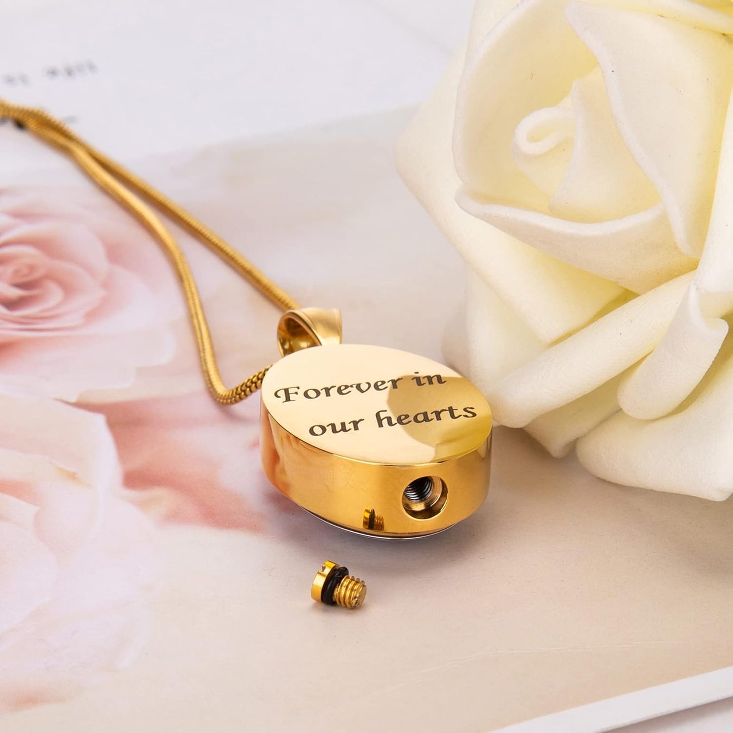 Farfume Personalized Pet Urn Necklace for Dog Cat Ashes Cremation Pet Memorial Customized Photo Text Engraving Pendant Keepsake Funeral Jewelry