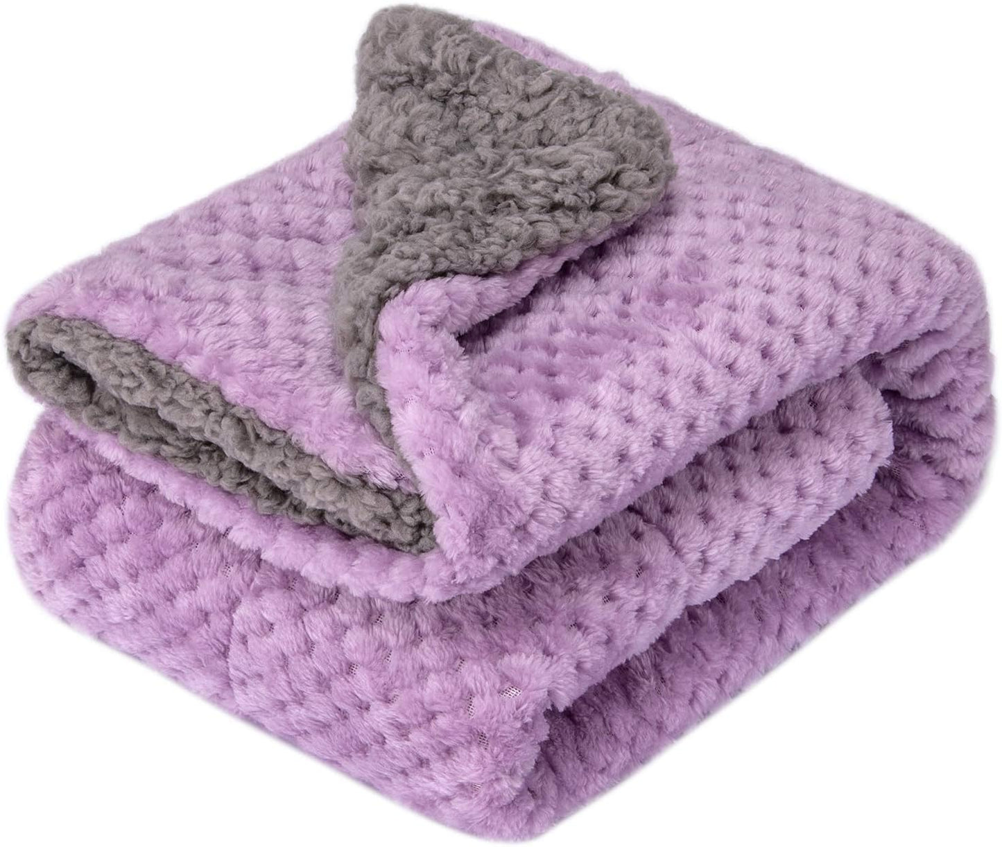 Fuzzy Blanket or Fluffy Blanket for Baby Girl or boy, Soft Warm Cozy Coral Fleece Toddler, Infant or Newborn Receiving Blanket for Crib, Stroller, Travel, Outdoor (40" x 48", DG-Lavender)